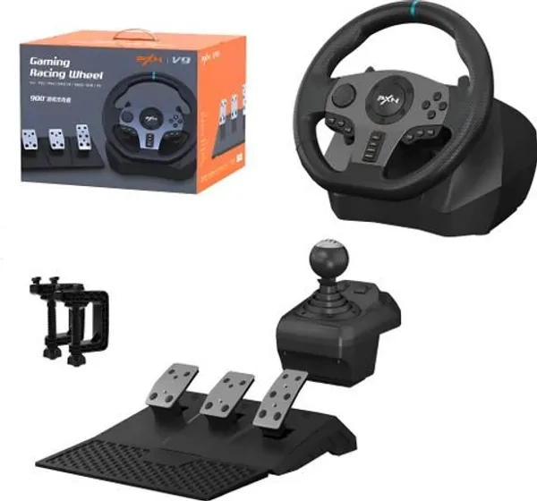Playtastic_PXN_V9_Universal_Game_Steering_Wheel_with_Shift_Pedals_&_6+R_Gear_Lever__Motion_Controller_(Black,_For_PS2,_PC,_PS3,_PS4,_Xbox)