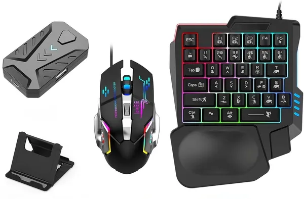 BCG_Bluetooth_Gaming_Keyboard_Mouse_Convertor_For_Smartphone_4_in_1_Combo_Wireless_Handheld_Gaming_Keyboard_Compatible_with_Desktop,_iPad,_Laptop_(Black)