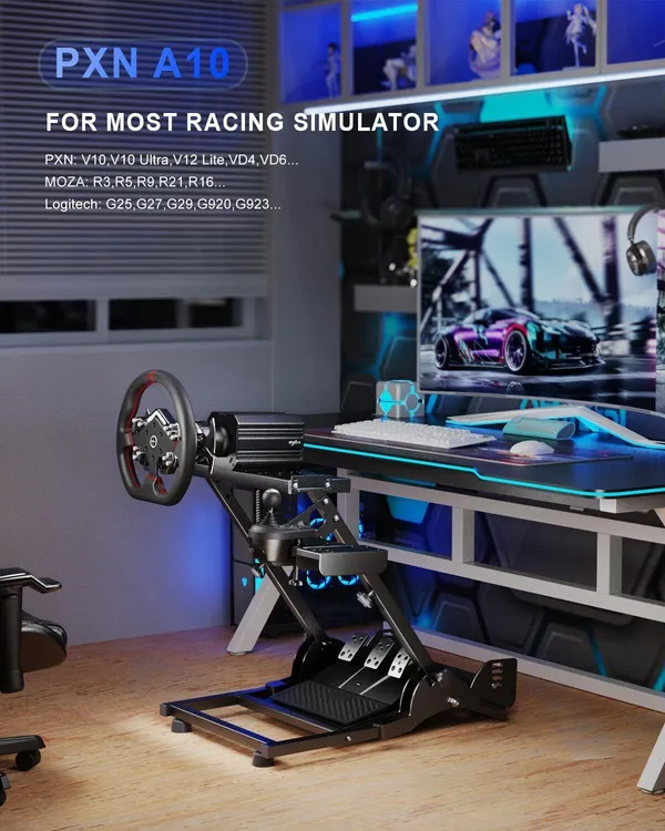 Playtastic_P-X-N-A10_Steering_Wheel_Stand,_Foldable_Racing_Wheel_Mount,_Adjustable__Motion_Controller_(Black,_For_PS2,_PC,_PS3,_PS4,_Xbox)