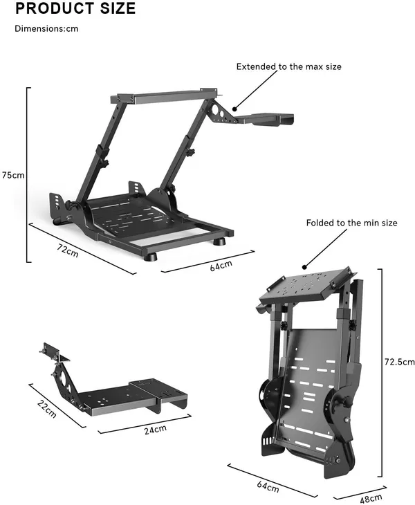Playtastic_P-X-N-A10_Steering_Wheel_Stand,_Foldable_Racing_Wheel_Mount,_Adjustable__Motion_Controller_(Black,_For_PS2,_PC,_PS3,_PS4,_Xbox)