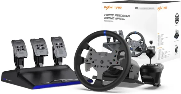 Playtastic_PXN_V99_Force_Feedback_Racing_Wheel_With_Clutch_Pedal_&_Gear_Shifter__Motion_Controller_(Black,_For_PS2,_PC,_PS3,_PS4,_Xbox)