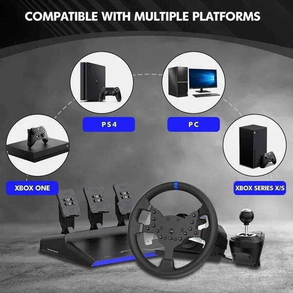 Playtastic_V99_Force_Feedback_Racing_Wheel_With_Clutch_Pedal_&_Gear_Shifter_6+1__Motion_Controller_(Black,_For_PS2,_PC,_PS3,_PS4,_Xbox)