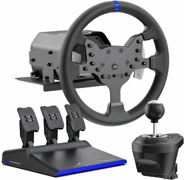 Playtastic_V99_Force_Feedback_Racing_Wheel_With_Clutch_Pedal_&_Gear_Shifter_6+1__Motion_Controller_(Black,_For_PS2,_PC,_PS3,_PS4,_Xbox)