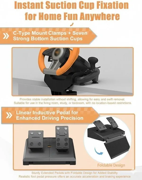 Playtastic_V3_Pro_Racing_Steering_Wheel_with_Dual_Motors_Vibration_Feedback,_Break_Pedals__Motion_Controller_(Orange,_For_PS2,_PC,_PS3,_PS4,_Xbox)