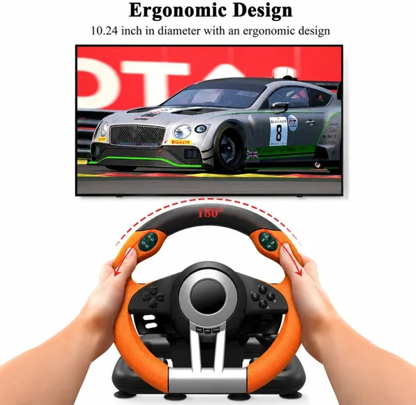 Playtastic_V3_Pro_Racing_Steering_Wheel_with_Dual_Motors_Vibration_Feedback,_Break_Pedals__Motion_Controller_(Orange,_For_PS2,_PC,_PS3,_PS4,_Xbox)