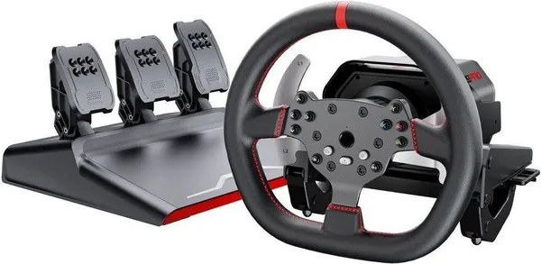 Playtastic_V10_Pro_Force_Feedback_Racing_Wheel_With_Clutch_Pedal_&_Gear_Shifter__Motion_Controller_(Black,_For_PS2,_PC,_PS3,_PS4,_Xbox)