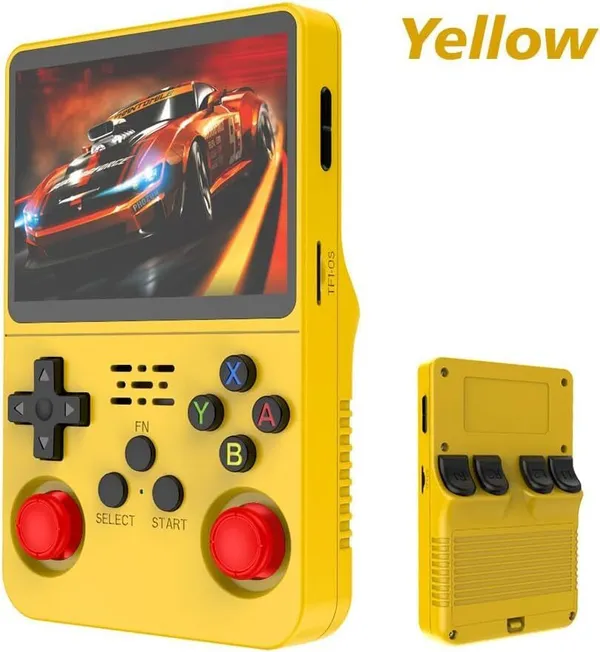 Playtastic_R36S_Game_Console_3.5_inch_Retro_Emulator_System_64_GB_with_15000+Preinstall_video_game_Mario_,GTA_Vice_City,_God_Of_War_(Yellow)
