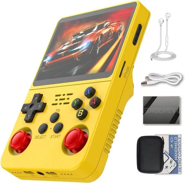 Playtastic_R36S_Game_Console_3.5_inch_Retro_Emulator_System_64_GB_with_15000+Preinstall_video_game_Mario_,GTA_Vice_City,_God_Of_War_(Yellow)