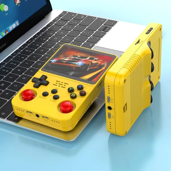 Playtastic_R36S_Game_Console_3.5_inch_Retro_Emulator_System_64_GB_with_15000+Preinstall_video_game_Mario_,GTA_Vice_City,_God_Of_War_(Yellow)