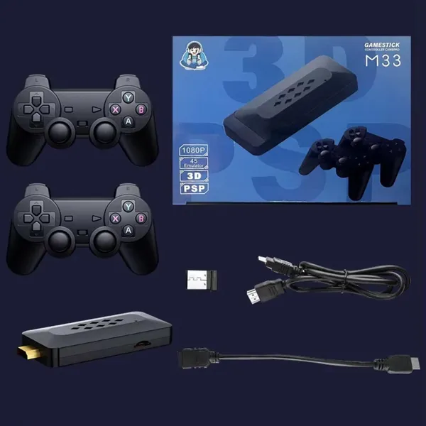 Playtastic_M33_2.4G_Wireless_Game_Stick_with_4K_3D_TV_Output,_45_Emulators_64_GB_with_30,000+_Games,_360°_Universal_Rocker,_2_Gamepads_(Black)