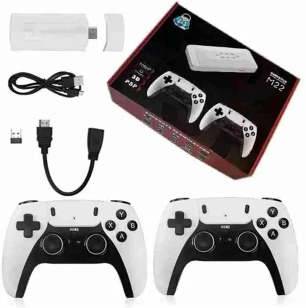 Playtastic_M22_Game_stick_Retro_Video_Game_Console_with_2_Wireless_Controller_64_GB_with_Plug_&_Play_TV_Gaming_Box,_2_Wireless_Controllers_(Black)