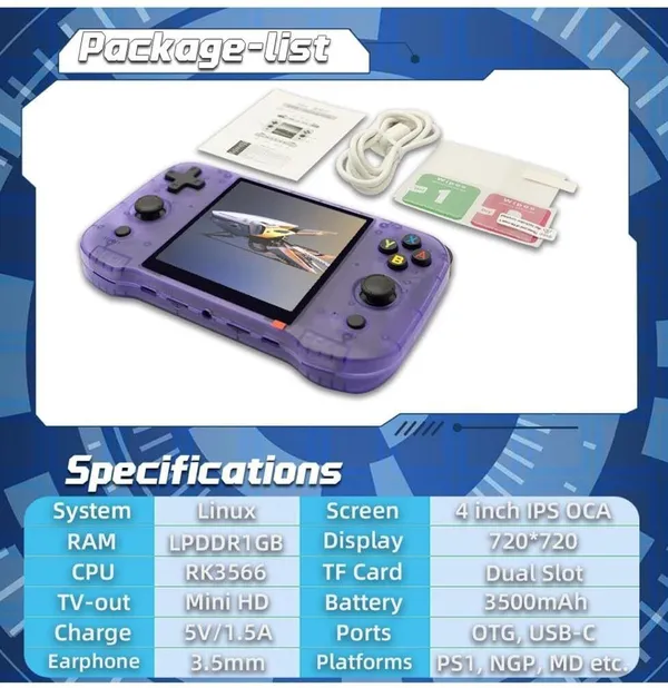 Playtastic_R46s_Retro_Handheld_Game_Console_64_GB_with_Linux_System_4.0_Inch_IPS_Screen,_RK3566_Portable_(Transparent_Purple)