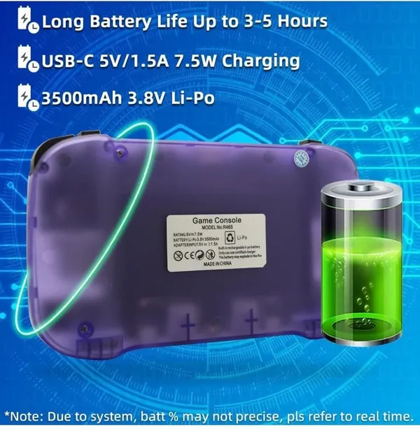 Playtastic_R46s_Retro_Handheld_Game_Console_64_GB_with_Linux_System_4.0_Inch_IPS_Screen,_RK3566_Portable_(Transparent_Purple)