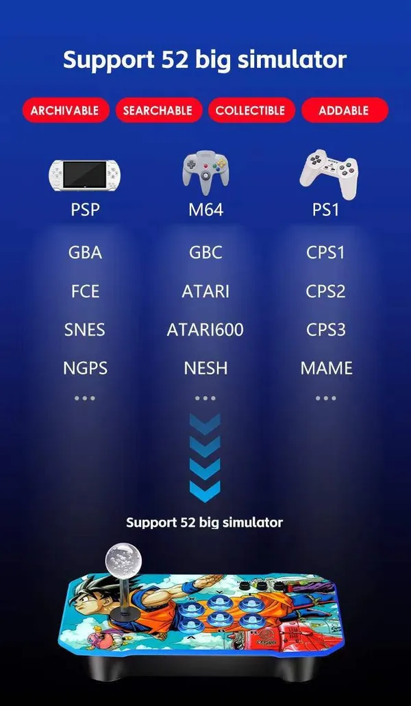 Playtastic_M23_Retro_Game_Console_with_30000+_pre_installed_Games_64_GB_with_Two_Wireless_Controllers_for_PS-1/CPS/FC/GBA_Arcade_Gaming_(Black)