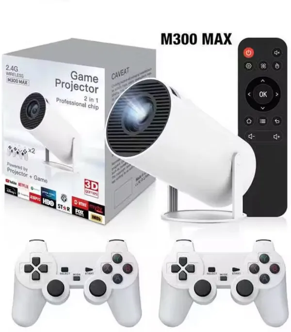 Playtastic_M300_Max_Retro_Video_Game_Console_64_GB_with_Android_11_System_Mini_Portable_Intelligent_Projector,_2_Wireless_Controllers_(White)