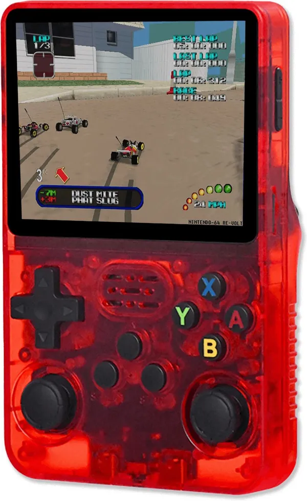 Playtastic_R36S_Game_Console_3.5_inch_Retro_Emulator_System_64_GB_with_15000+Preinstall_video_game_Mario_,GTA_Vice_City_(Transparent_Red)