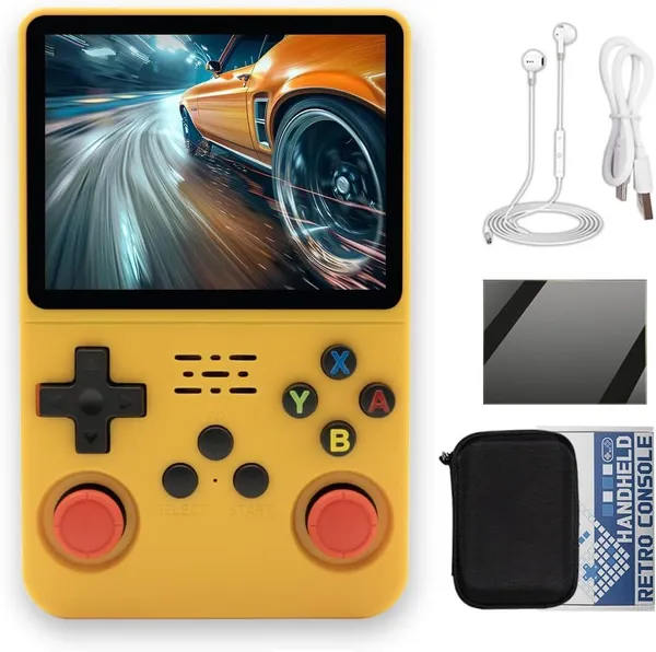 Playtastic_R36S_Game_Console_3.5_inch_Retro_Emulator_System_64_GB_with_15000+Preinstall_video_game_Mario_,GTA_Vice_City_(Yellow)