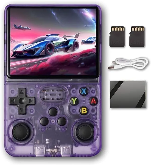 Playtastic_R36S_Game_Console_3.5_inch_Retro_Emulator_System_64_GB_with_15000+Preinstall_video_game_Mario_,GTA_Vice_City_(Transparent_Purple)