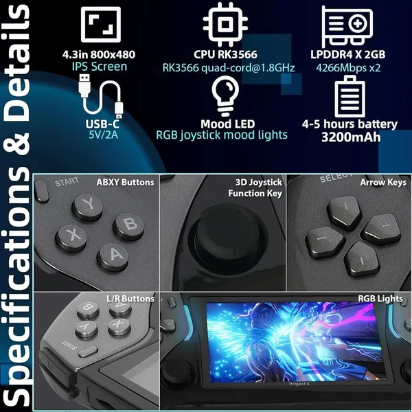 Playtastic_Protect_X_Pro_Handheld_Retro_Game_Console_Linux_System_64_GB_with_20+_Emulator_64G_TF_Card,_15000+_game,_Portable_Retro_Game_Console_(Grey)