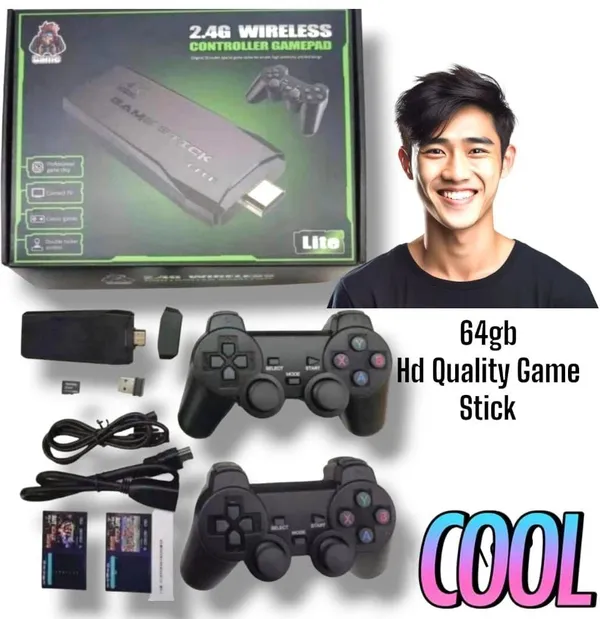 Playtastic_M8_Retro_Game_Stick_Console_4k_2.4G_Dual_Wireless_game_box_64_GB_with_15000+Preinstall_video_game_Mario_,Tekken_,_Smack_Down_(Black)