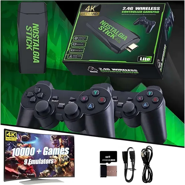 Playtastic_M8_Retro_Game_Stick_Console_4k_2.4G_Dual_Wireless_game_box_64_GB_with_15000+Preinstall_video_game_Mario_,Tekken_,_Smack_Down_(Black)