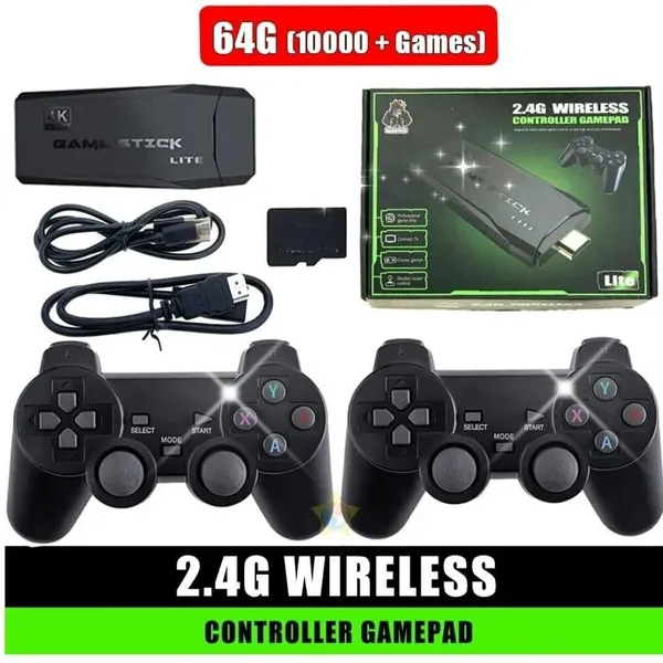 Playtastic_M8_Retro_Game_Stick_Console_4k_2.4G_Dual_Wireless_game_box_64_GB_with_15000+Preinstall_video_game_Mario_,Tekken_,_Smack_Down_(Black)