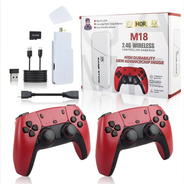 Playtastic_M18_4K_Ultra_HD_Game_Stick_64_GB_with_2_Wireless_Controllers,_with_10_Emulators_24000+_Games_Like_Tekken_3,_Mario_(Red)