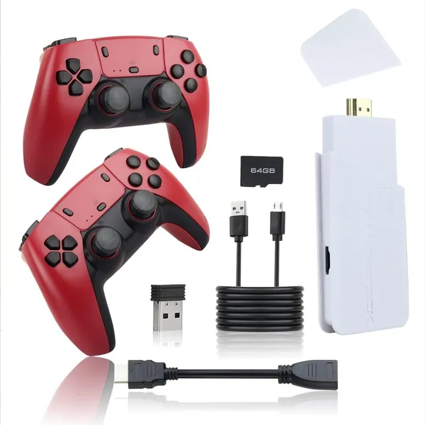Playtastic_M18_4K_Ultra_HD_Game_Stick_64_GB_with_2_Wireless_Controllers,_with_10_Emulators_24000+_Games_Like_Tekken_3,_Mario_(Red)