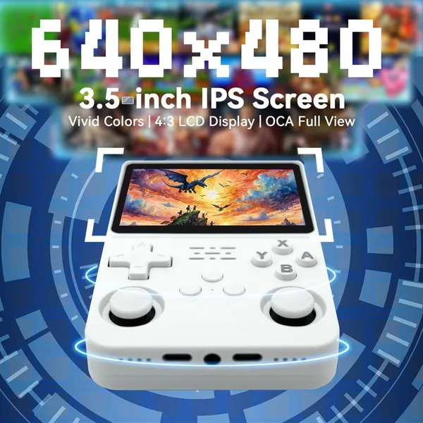 Playtastic_R36S_Game_Console_3.5_inch_Retro_Emulator_System_64_GB_with_15000+Preinstall_video_game_Mario_,GTA_Vice_City_(White)