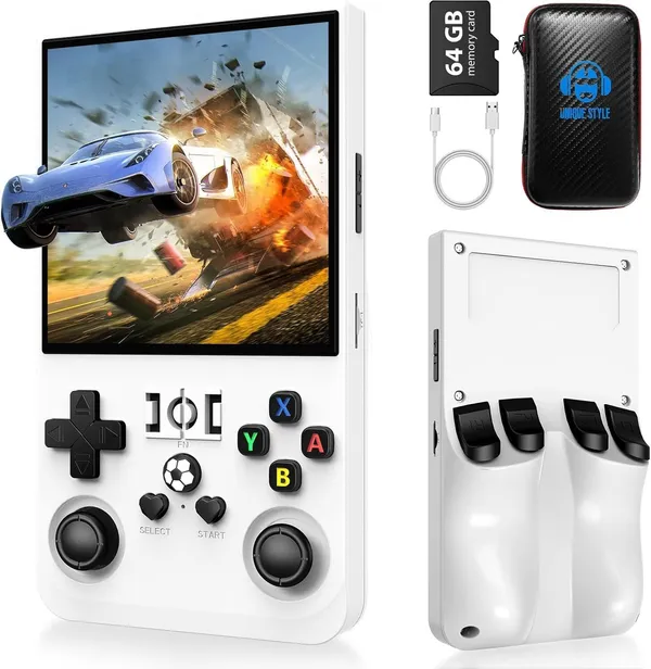 Playtastic_R36S_Max_Retro_Game_Console_4_inch_Retro_Emulator_System_64_GB_with_15000+Preinstall_video_game_Mario_,GTA_Vice_City_(White)