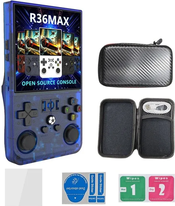 Playtastic_R36S_Max_Retro_Game_Console_4_inch_Retro_Emulator_System_64_GB_with_15000+Preinstall_video_game_Mario_,GTA_Vice_City_(Blue)