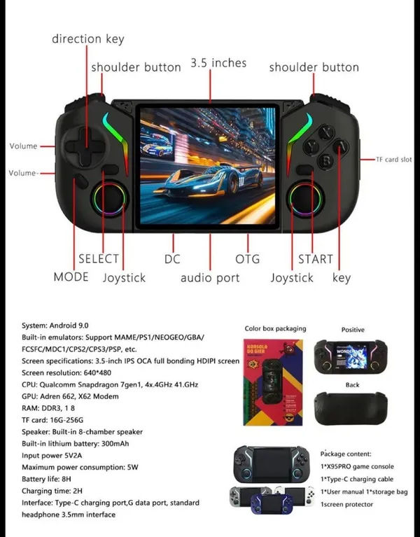 Playtastic_X95_Pro_Game_Console_3.5_Inch_Screen_Android_WiFi_64_GB_with_20000+Preinstall_video_game_20+_Simulators_(White)