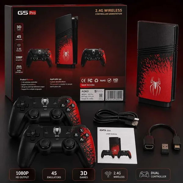 Playtastic_GS5_PRO_Wireless_Video_Game_Console_Spiderman_Edition_64_GB_with_with_40000_Games_like_GTA_,_Tekken,_53_Simulators_for_PSP_Games_(Red,_Black)