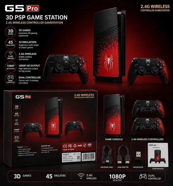 Playtastic_GS5_PRO_Wireless_Video_Game_Console_Spiderman_Edition_64_GB_with_with_40000_Games_like_GTA_,_Tekken,_53_Simulators_for_PSP_Games_(Red,_Black)