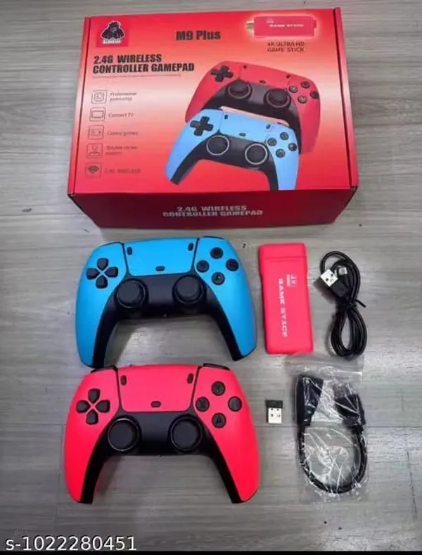 Playtastic_M9_Plus_4K_Ultra_HD_Game_Stick_64_GB_with_2_Wireless_Controllers,_with_10_Emulators_24000+_Games_2.4G_Wireless_(Black)