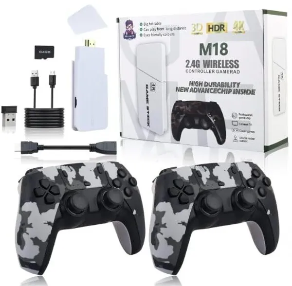 Playtastic_M18_4K_Ultra_HD_Game_Stick_64_GB_with_2_Wireless_Controllers,_with_10_Emulators_24000+_Preloaded_Retro_Arcade_Games_(Camouflage)