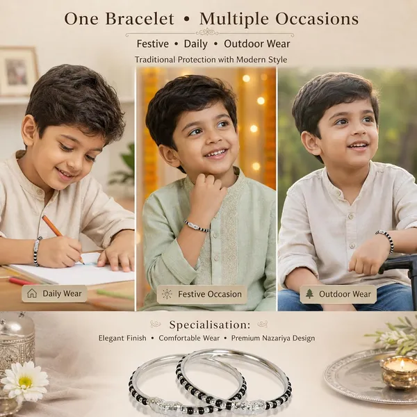 Ira_Peu_Silver_Unique_Trendy_Black_Beads_Nazariya_Kids_Bangle_Bracelet_Weight_11gram