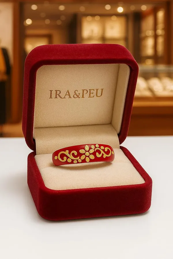 Ira_Peu_2kt_916_Yellow_Gold_Red_Pola_Ring_22_K_Hallmark_Solid_Gold_Pola_Ring_Premium_Modern_22_Carat_Gold_Jewellery