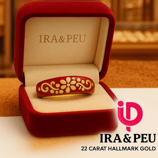 Ira_Peu_2kt_916_Yellow_Gold_Red_Pola_Ring_22_K_Hallmark_Solid_Gold_Pola_Ring_Premium_Modern_22_Carat_Gold_Jewellery