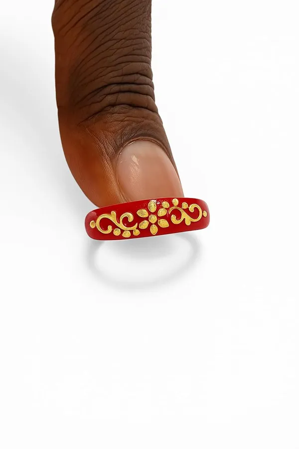 Ira_Peu_2kt_916_Yellow_Gold_Red_Pola_Ring_22_K_Hallmark_Solid_Gold_Pola_Ring_Premium_Modern_22_Carat_Gold_Jewellery