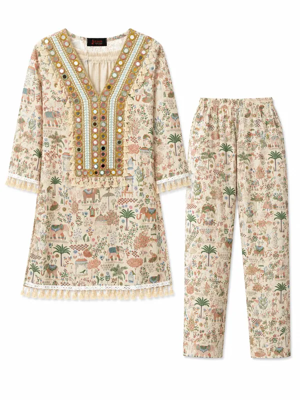 Beige_Khadi_Cotton_Premium_Kurta_Set_For_Women
