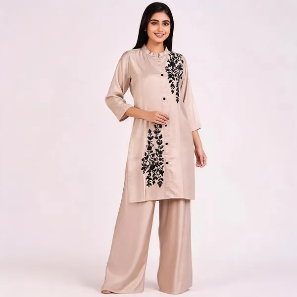 Cream_Roman_Glass_Premium_Kurta_Pajama_Set_For_Women