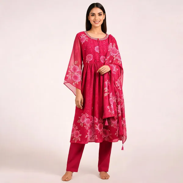 Pink_Rayon_Premium_Anarkali_Kurta_Pant_Dupatta_Set_For_Women
