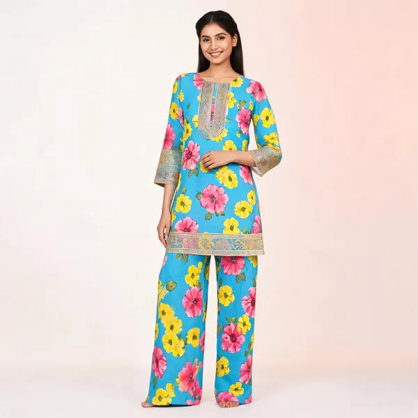 Blue_Premium_Cotton_Premium_Kurta_Set_For_Women