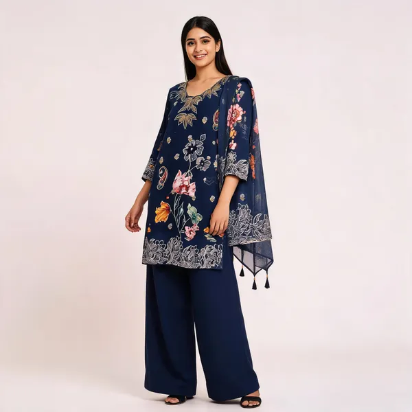 Navy_Organza_Premium_Kurta_Set_For_Women