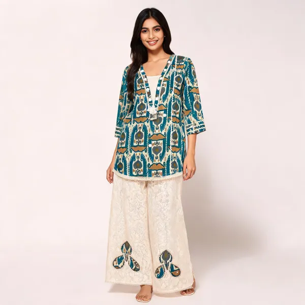 Teal_Premium_Cotton_Premium_Kurta_Set_For_Women