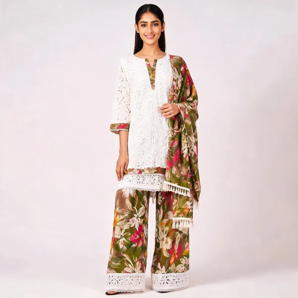 White_Shifaly_Cotton_Premium_Kurta_Set_For_Women
