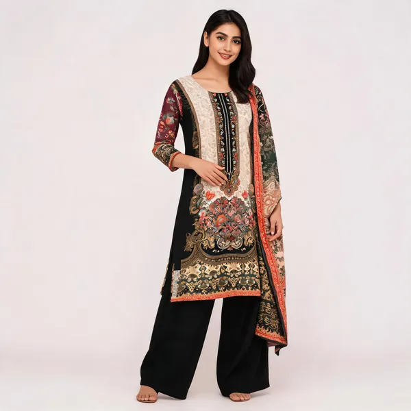 Black_Pure_Muslin_Premium_Kurta_Set_For_Women
