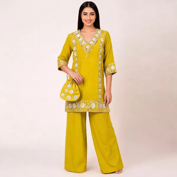 Parrot_Green_Roman_Silk_Premium_Kurta_Pant_Set_For_Women