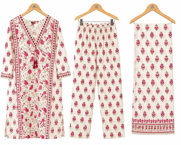 Cream_Cotton_Premium_Kurta_Set_For_Women